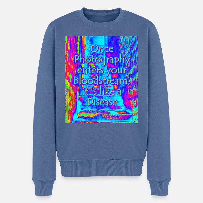 phtotography disease blue - Männer Premium Bio Pullover - Taubenblau
