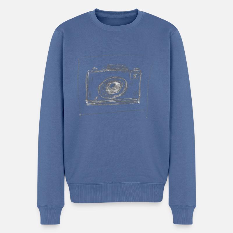 foto for dark - Männer Premium Bio Pullover - Taubenblau