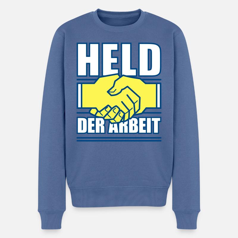 Held der Arbeit - Männer Premium Bio Pullover - Taubenblau