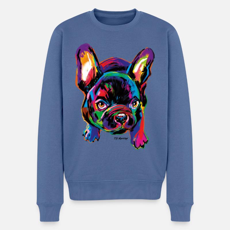 P.D. Moreno Bunter Hund - Männer Premium Bio Pullover - Taubenblau