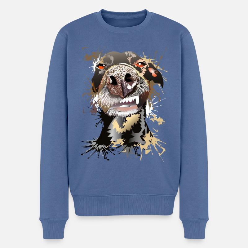 Chien Dobermann - Pull Premium bio Homme - bleu pigeon