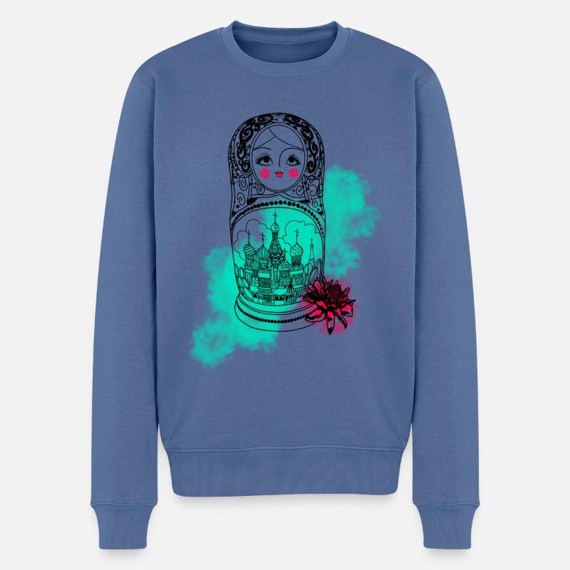 Matroschka - Männer Premium Bio Pullover - Taubenblau