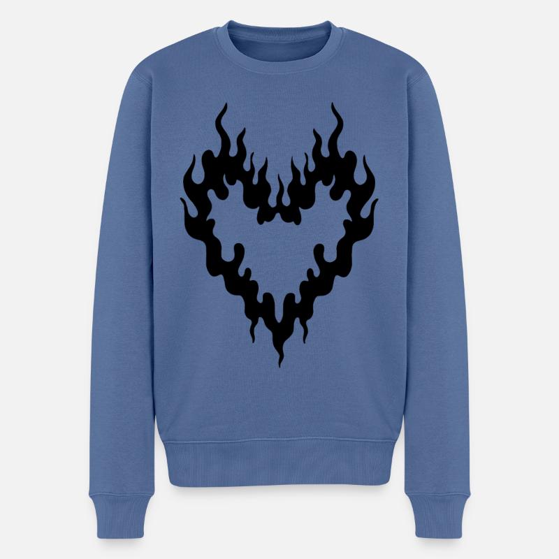 Herz - Männer Premium Bio Pullover - Taubenblau