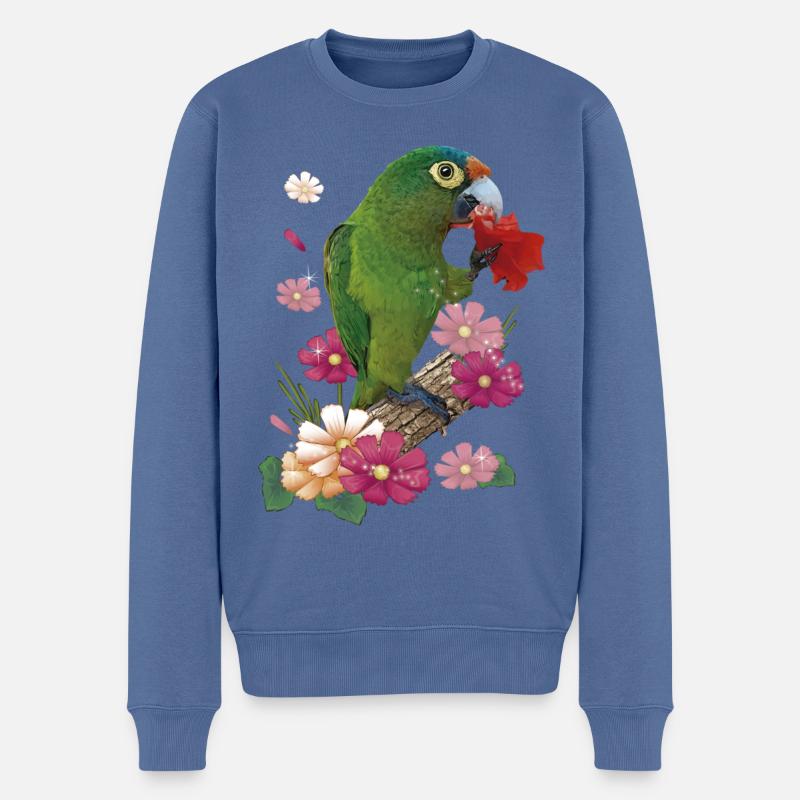 Der Orangenstirnsittich - Männer Premium Bio Pullover - Taubenblau