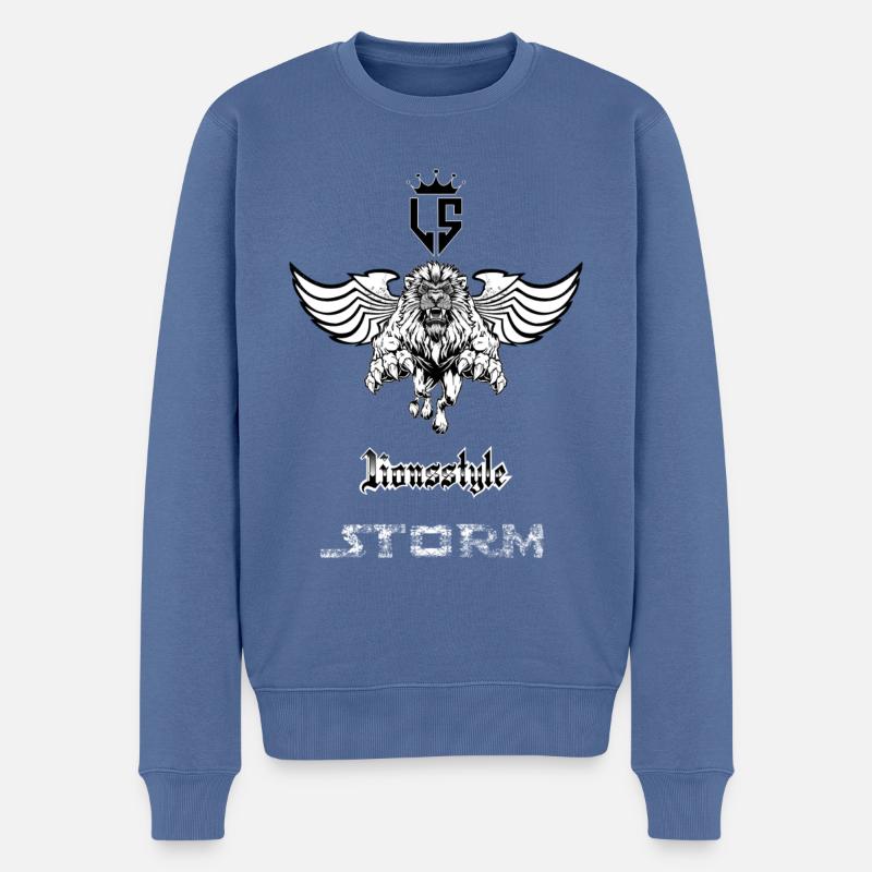 Löwe Sturm - Männer Premium Bio Pullover - Taubenblau