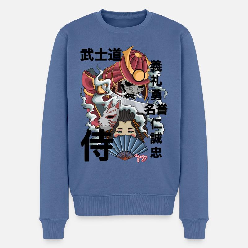 Samurai - Männer Premium Bio Pullover - Taubenblau
