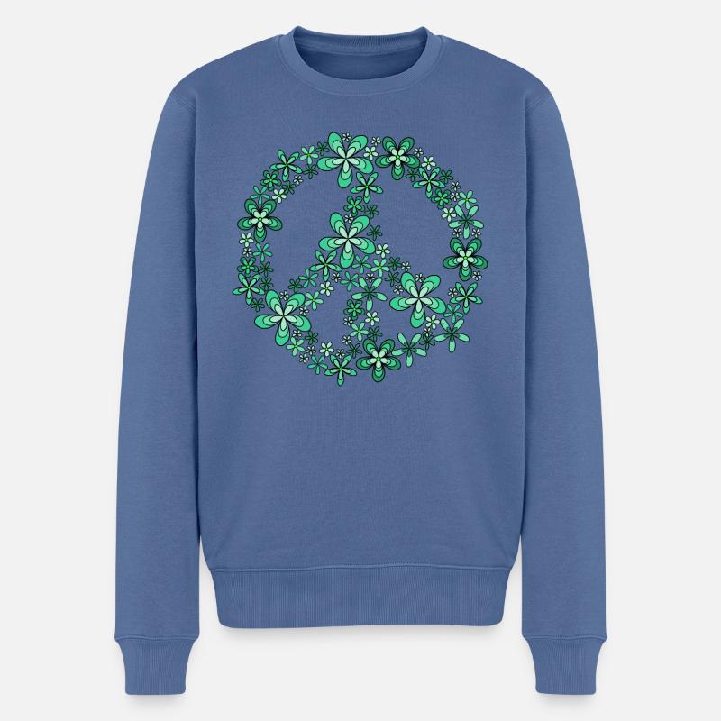 Peace - Männer Premium Bio Pullover - Taubenblau