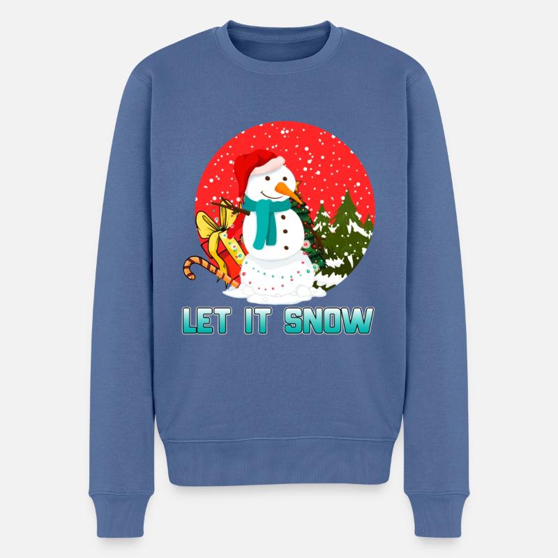 Qu’il neige - Pull Premium bio Homme - bleu pigeon