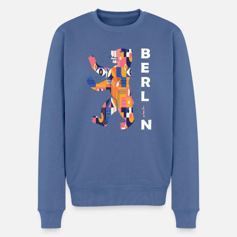 Berliner Bär - Männer Premium Bio Pullover - Taubenblau