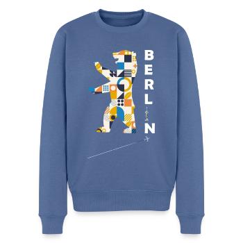 Berlin Bear Capital Germany - Men's Premium Organic Jumper - stone blue - Front - Nico (187cm)