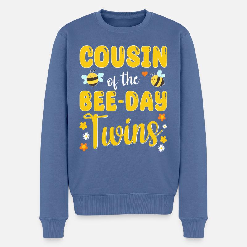 Cousin des jumeaux Bee Day - Pull Premium bio Homme - bleu pigeon