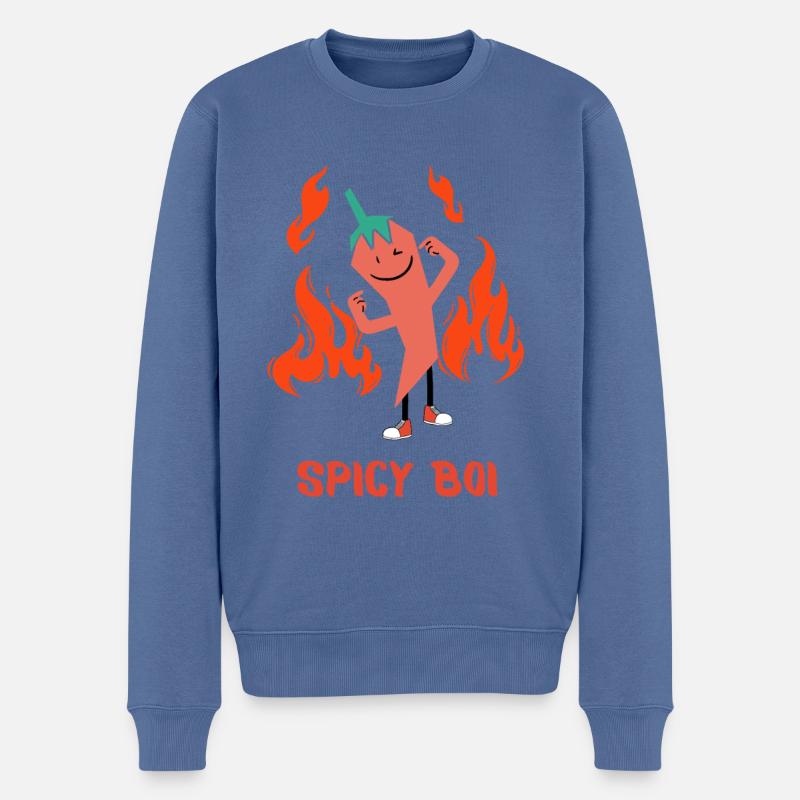 spicy boi - Männer Premium Bio Pullover - Taubenblau