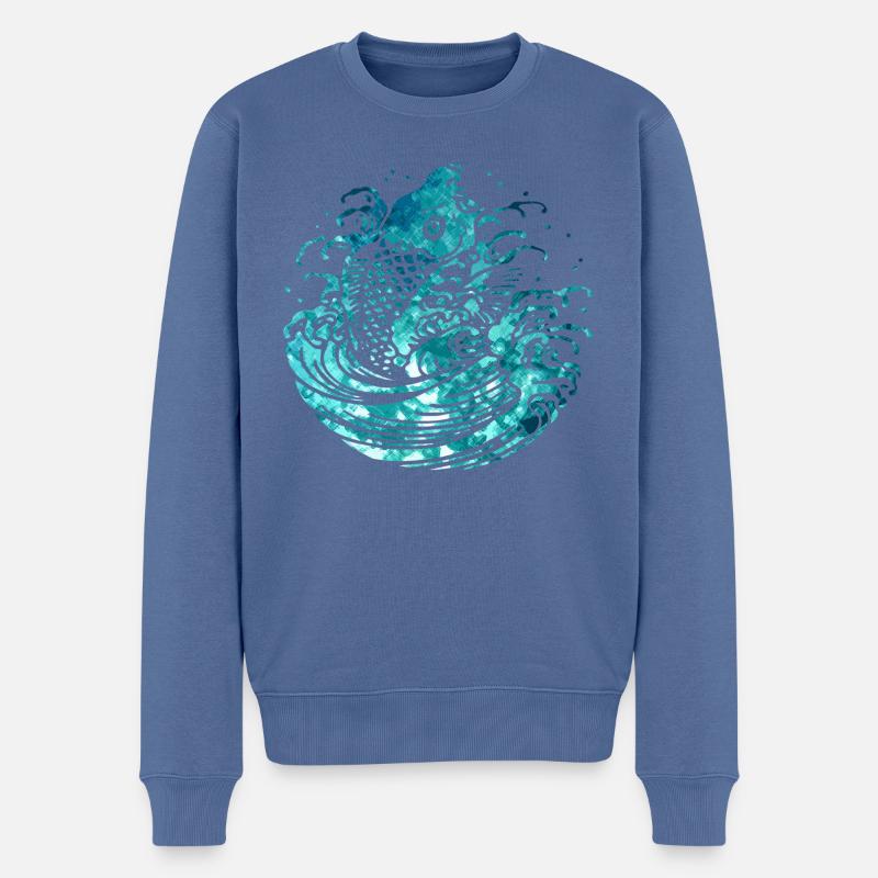 Fisch - Männer Premium Bio Pullover - Taubenblau