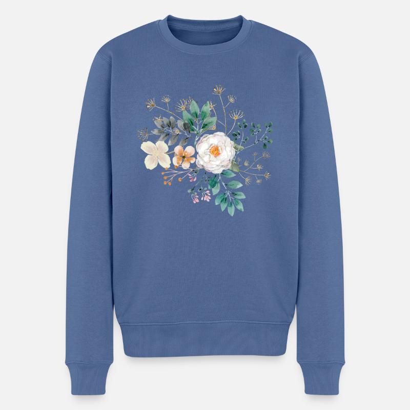 Bouquet de fleurs - Pull Premium bio Homme - bleu pigeon