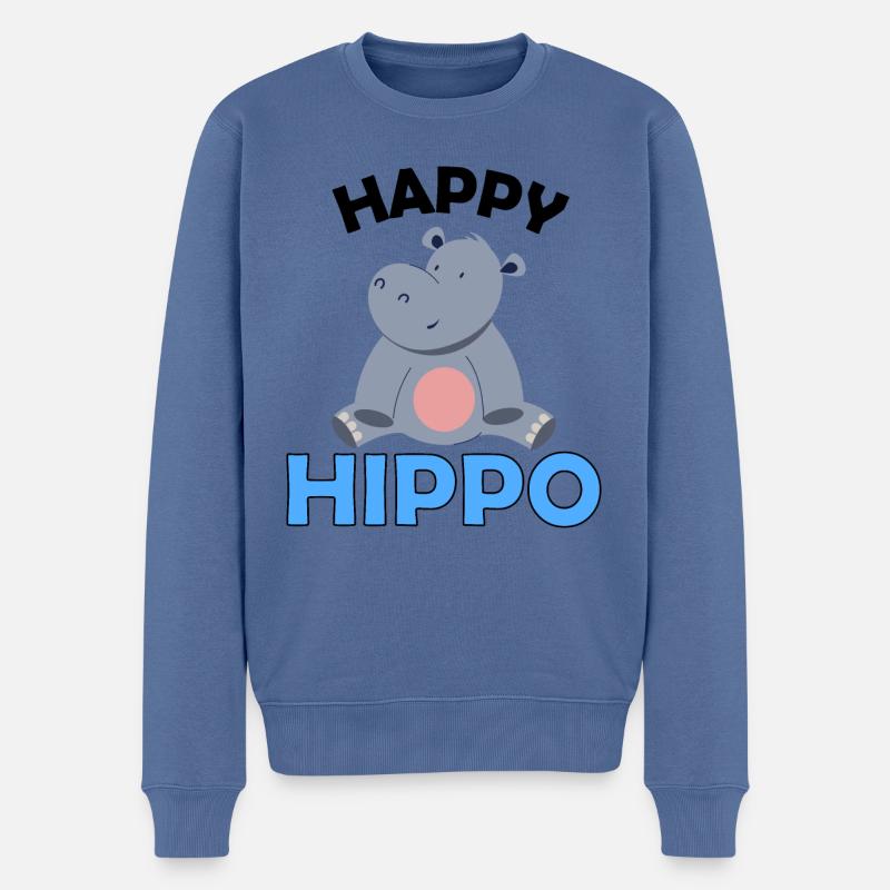 Happy Hippo - Pull Premium bio Homme - bleu pigeon