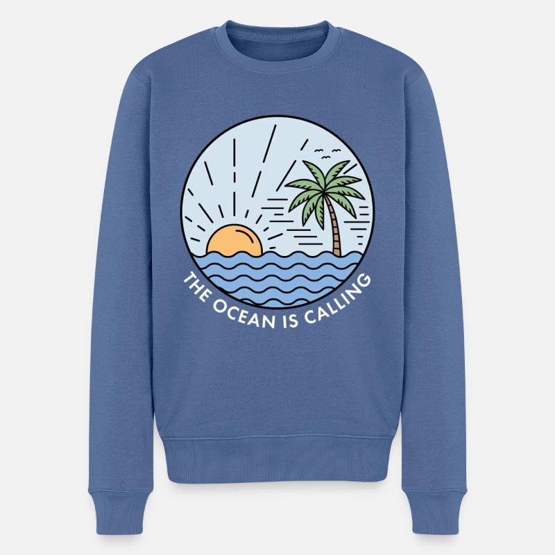 Der Ozean ruft - Männer Premium Bio Pullover - Taubenblau