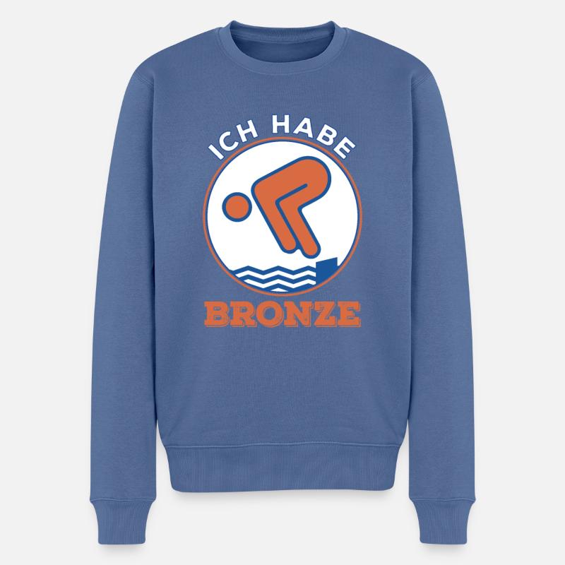 Ich hab Bronze Schwimmabzeichen Schwimmer - Männer Premium Bio Pullover - Taubenblau