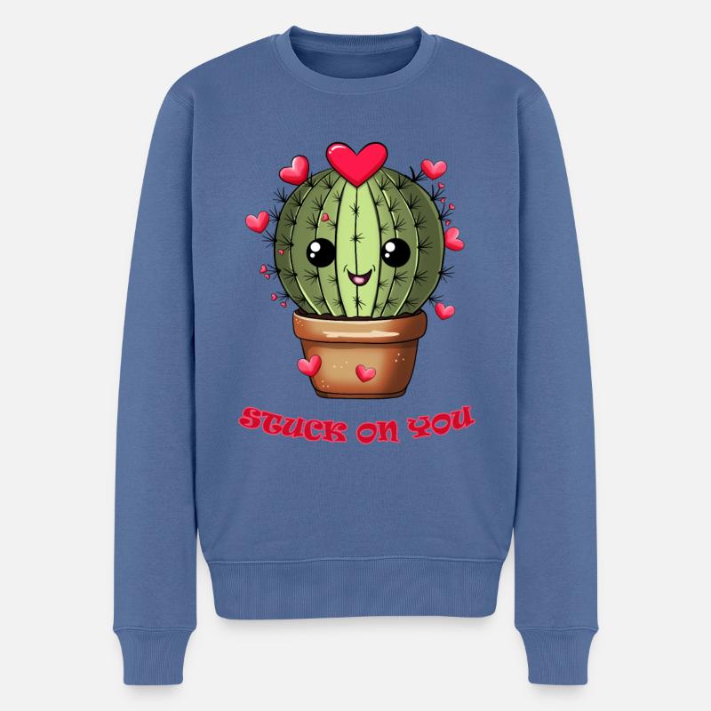 Kaktus Love Stuck on you - Pull Premium bio Homme - bleu pigeon