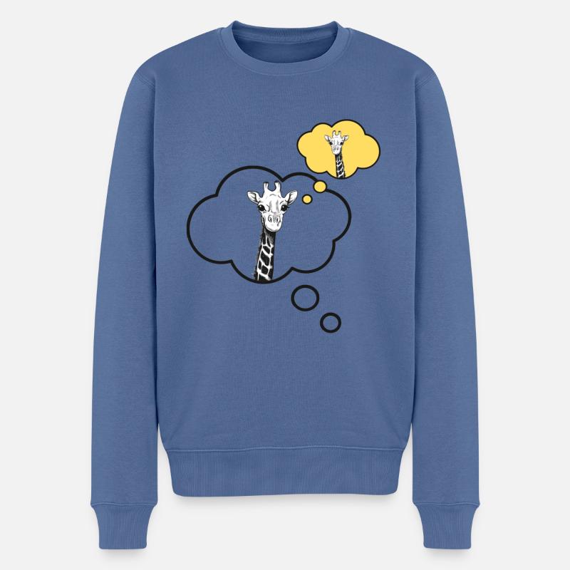 Giraffe denkt an eine Giraffe - Männer Premium Bio Pullover - Taubenblau