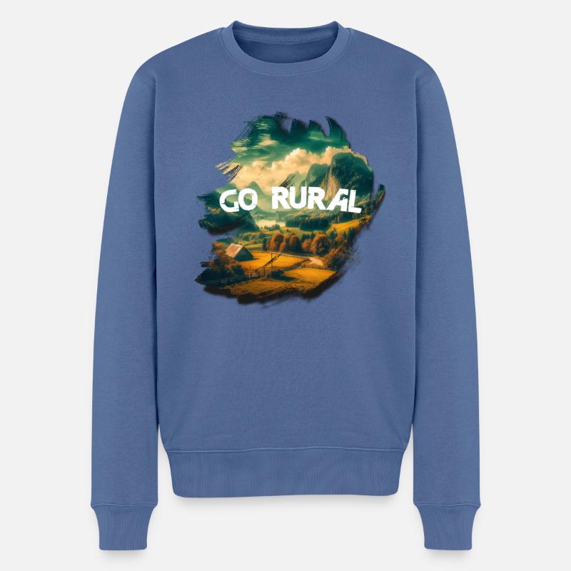 Go Rural I - Männer Premium Bio Pullover - Taubenblau
