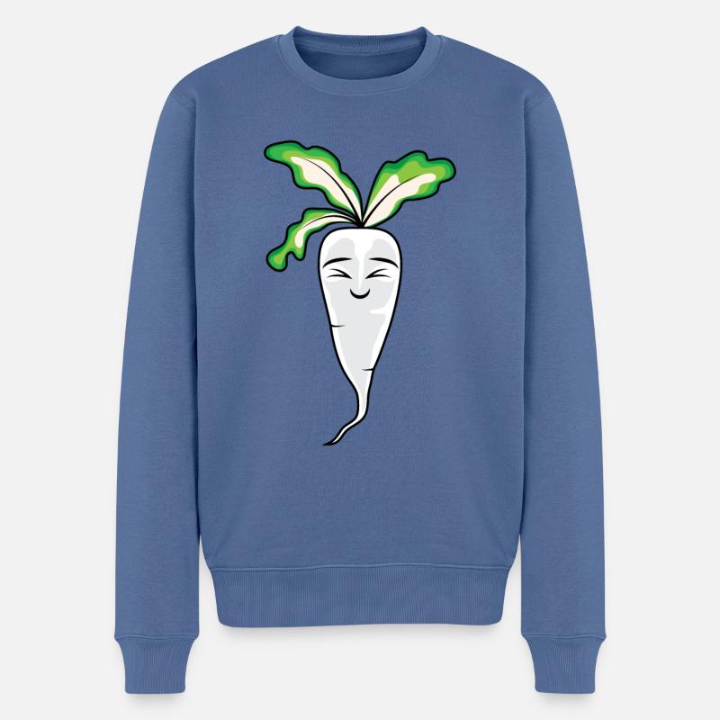 Köstliche Radish Cartoon - Männer Premium Bio Pullover - Taubenblau