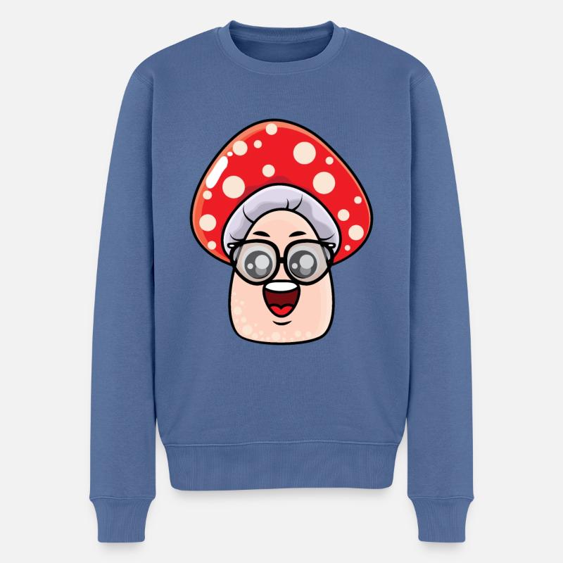 Aussenseiter-Pilz-Cartoon - Männer Premium Bio Pullover - Taubenblau