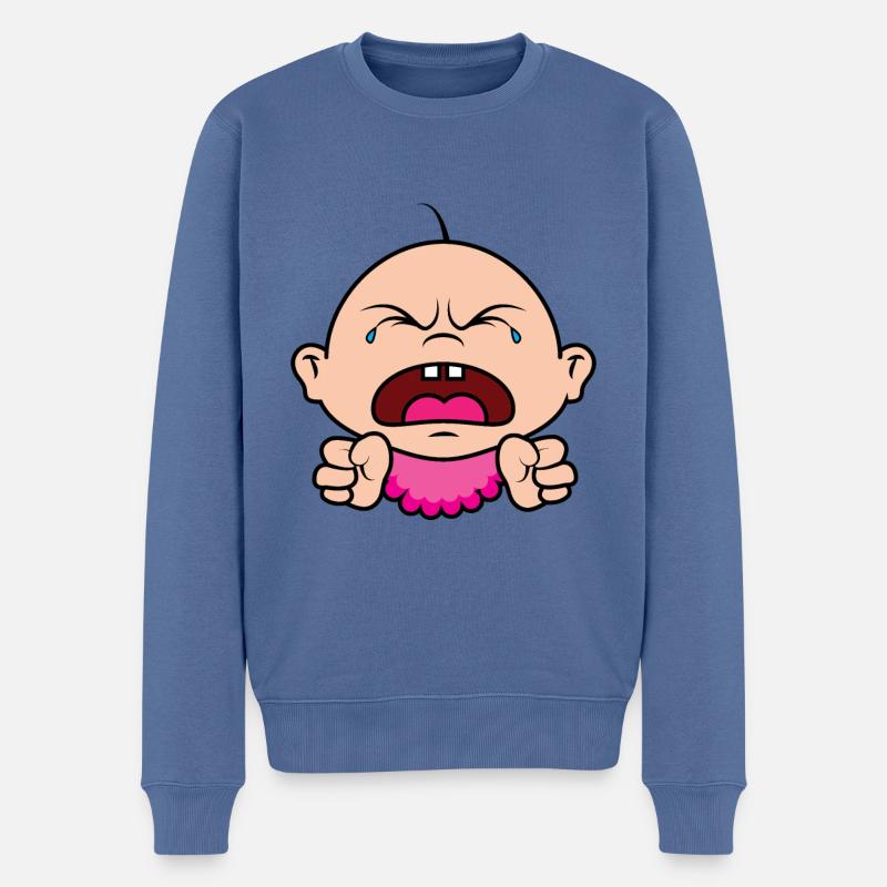 Schreiendes Baby - Männer Premium Bio Pullover - Taubenblau