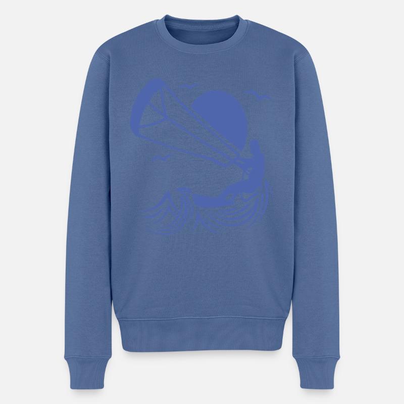 Kitesurfer Silhouette, Kiten Abenteuer Design - Männer Premium Bio Pullover - Taubenblau