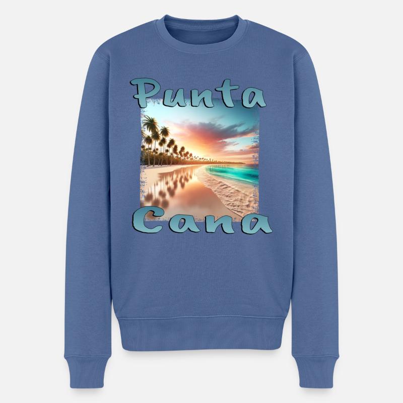 Punta Cana Traumstrand bei Sonnenuntergang - Männer Premium Bio Pullover - Taubenblau