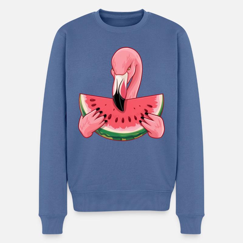 Délice de pastèque d’été Flamingo - Pull Premium bio Homme - bleu pigeon