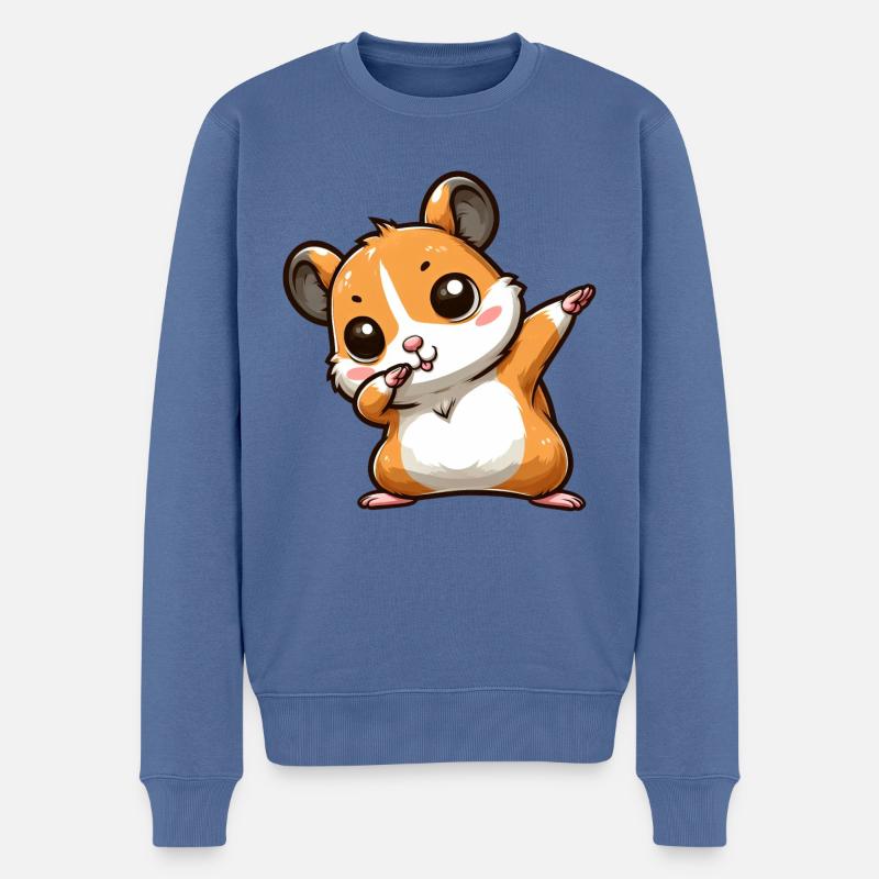 Dabbing Hamster: Niedlicher Cartoon-Spaß - Männer Premium Bio Pullover - Taubenblau
