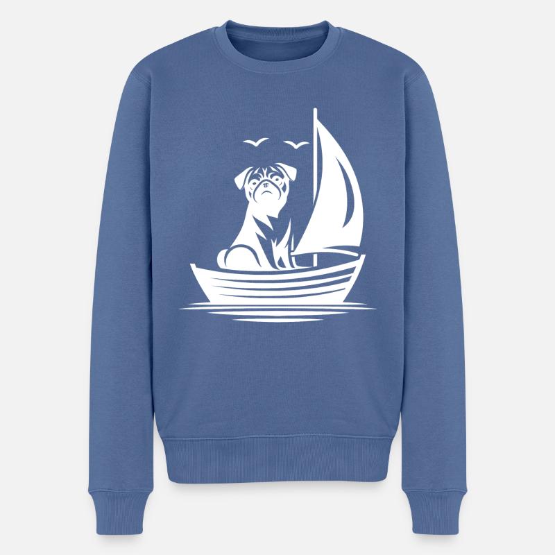 Mops Silhouette Segelboot minimalistisch - Männer Premium Bio Pullover - Taubenblau