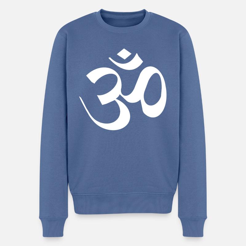 Buddhismus OM Zeichen Buddha White - Männer Premium Bio Pullover - Taubenblau