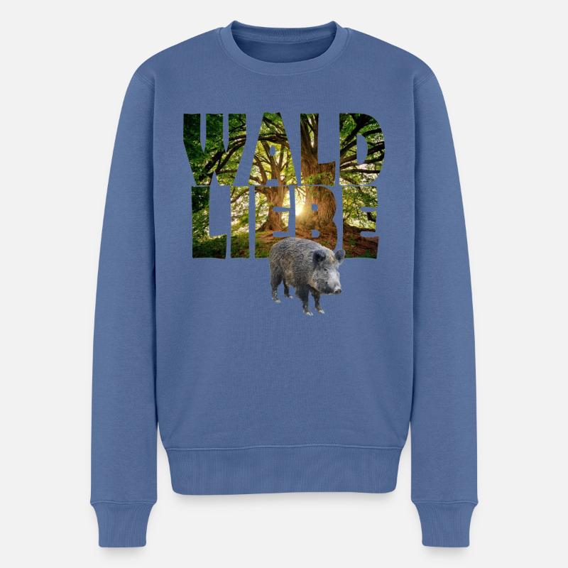 waldliebe mit wildschwein - Männer Premium Bio Pullover - Taubenblau