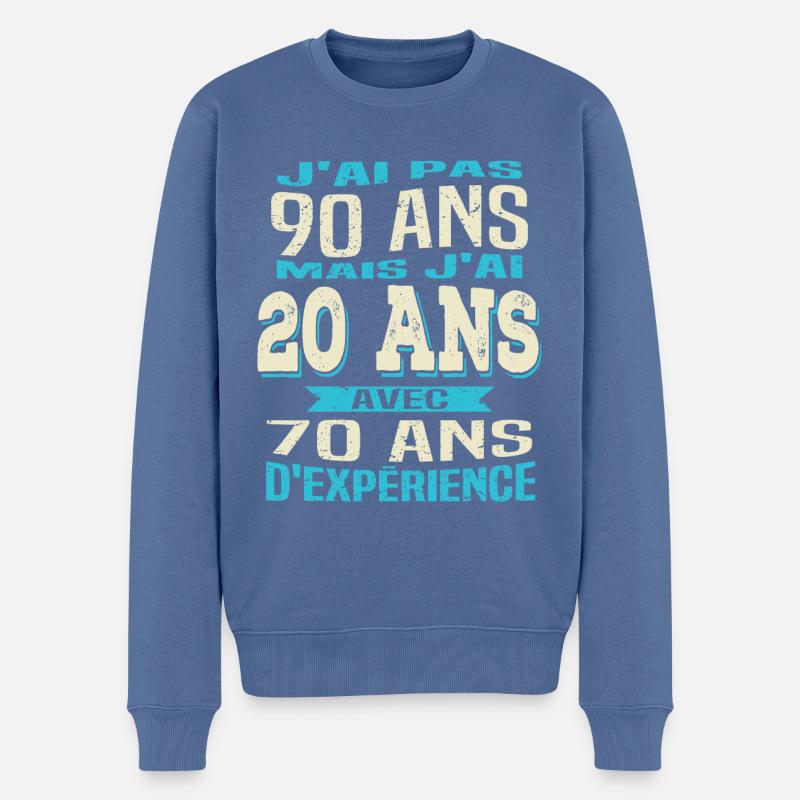 Anniversaire 90 ans - Pull Premium bio Homme - bleu pigeon