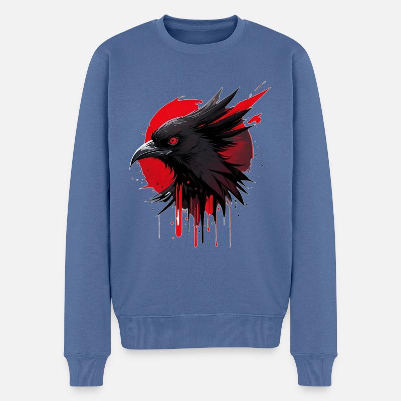 Fantasievogel rot-schwarz - Männer Premium Bio Pullover - Taubenblau