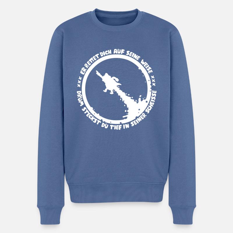 Durchfallmann Motiv "Origin" - Männer Premium Bio Pullover - Taubenblau