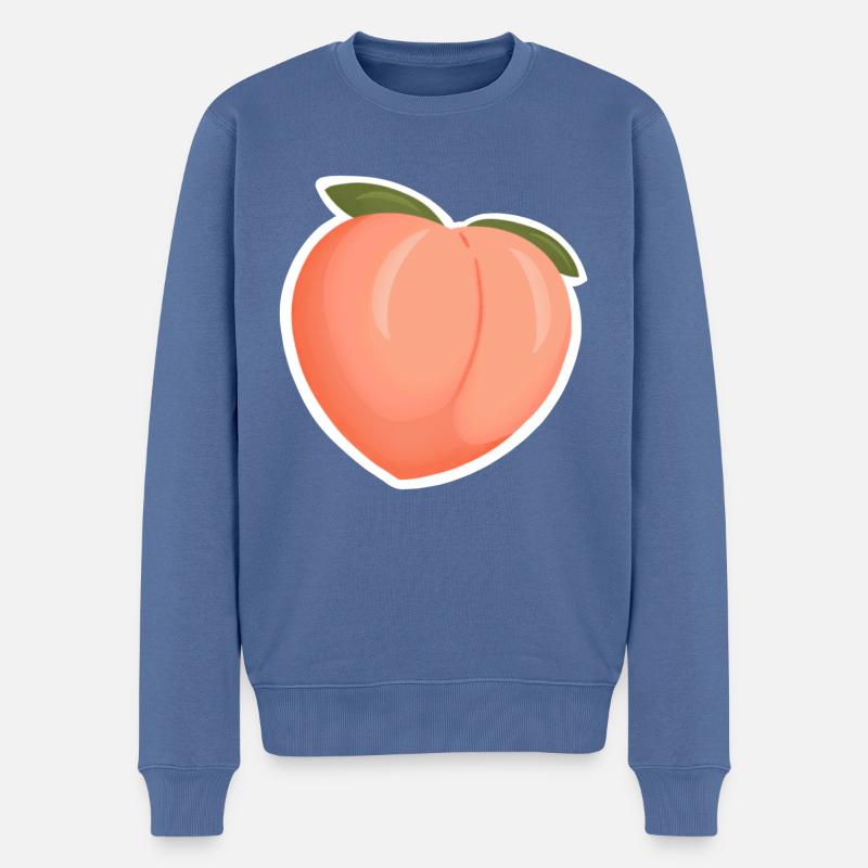 Pfirsich/Fischerei - Männer Premium Bio Pullover - Taubenblau