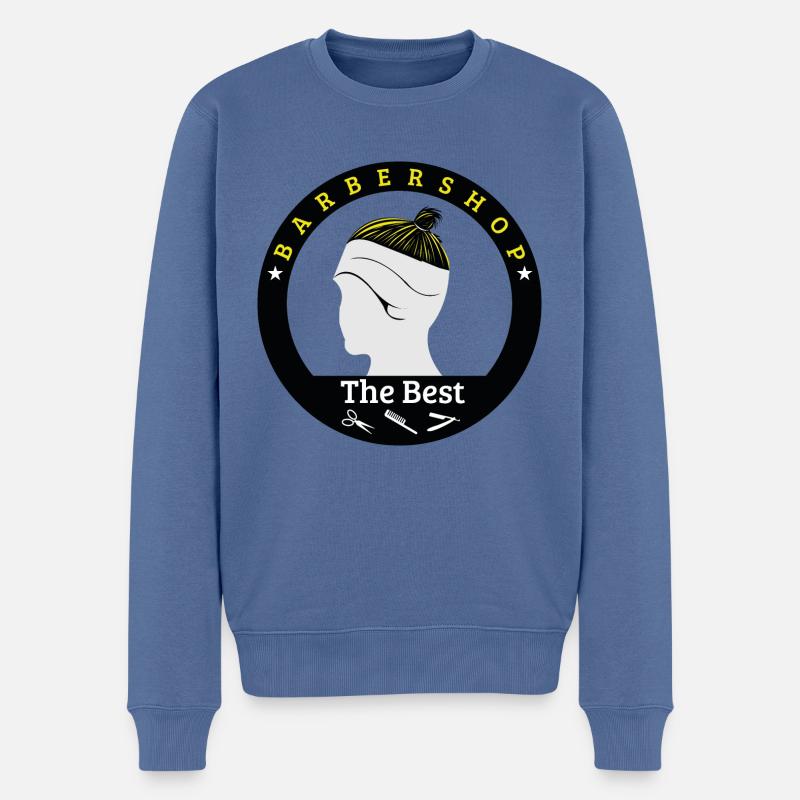 Barbier - Männer Premium Bio Pullover - Taubenblau