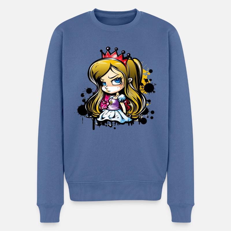 Prinzessin Graffiti Bunt - Männer Premium Bio Pullover - Taubenblau