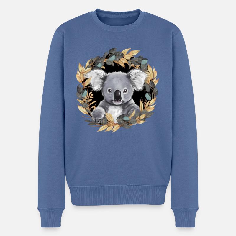 Süßer Koala - Männer Premium Bio Pullover - Taubenblau