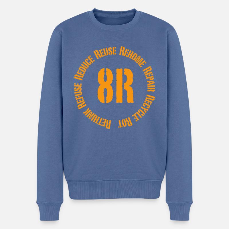 Recyclage 8R - Pull Premium bio Homme - bleu pigeon