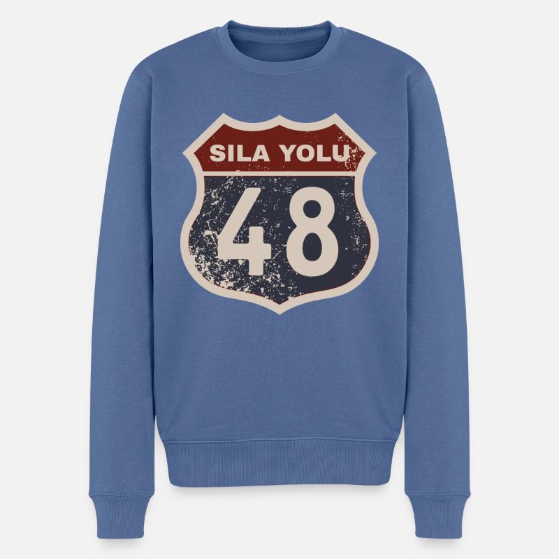 Muğla - Männer Premium Bio Pullover - Taubenblau