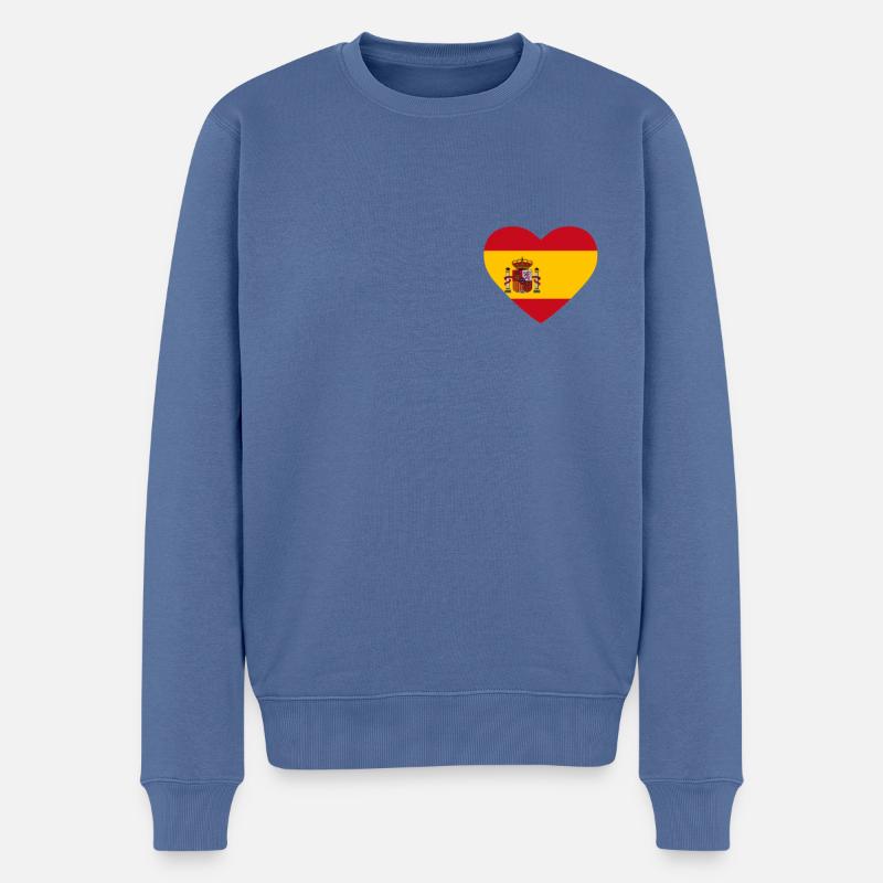 Cœur drapeau Espagne - Pull Premium bio Homme - bleu pigeon