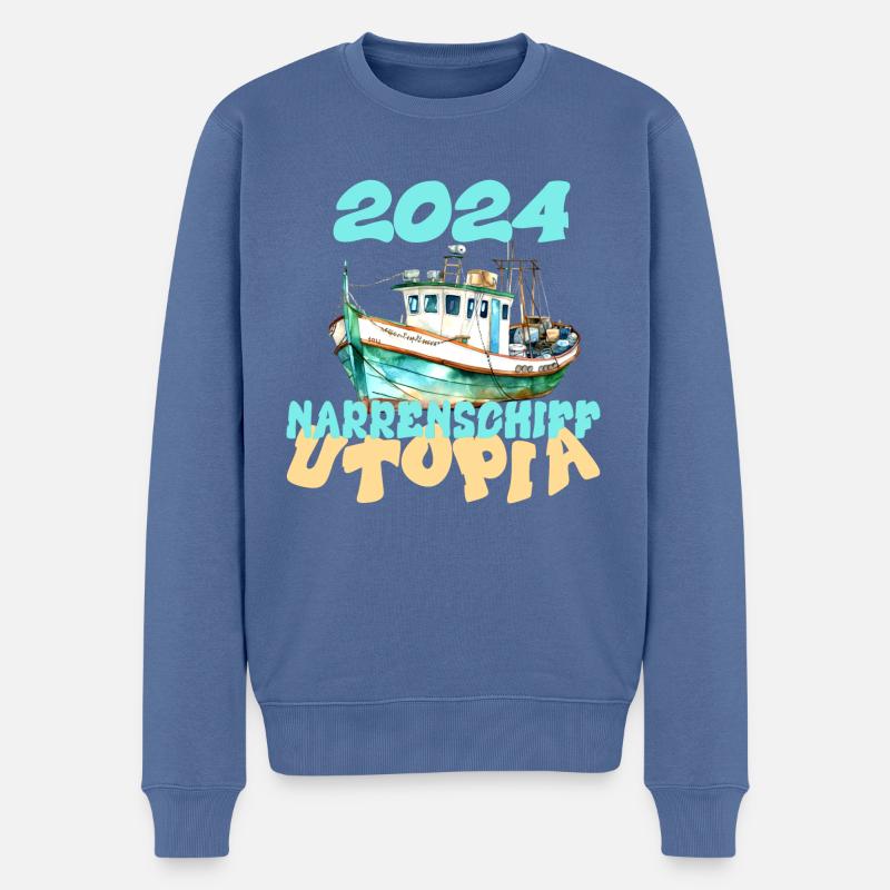Narrenschiff Utopia, 2024 - Männer Premium Bio Pullover - Taubenblau