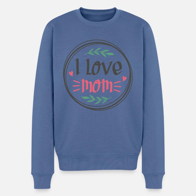 Ich liebe Mama - Männer Premium Bio Pullover - Taubenblau