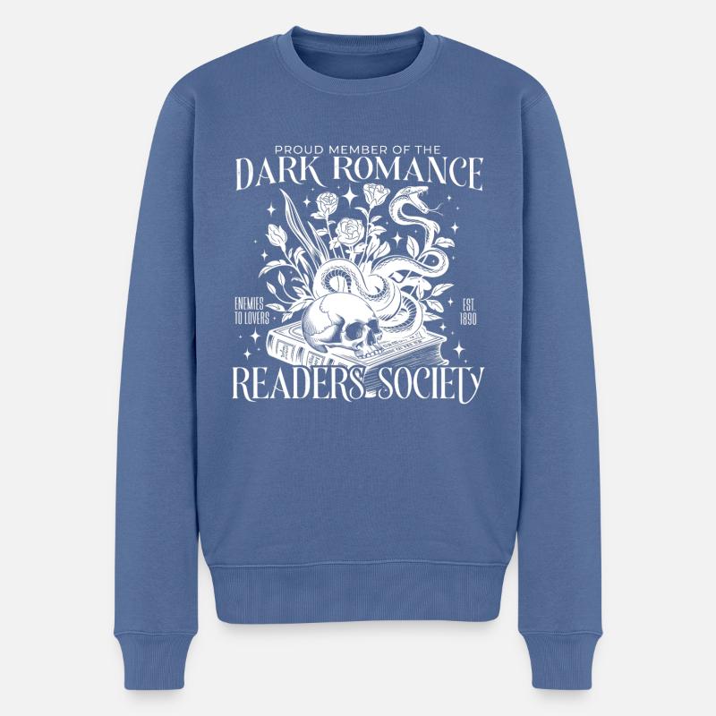 Dark Romance Readers Society – Gothic Book Aesthet - Männer Premium Bio Pullover - Taubenblau