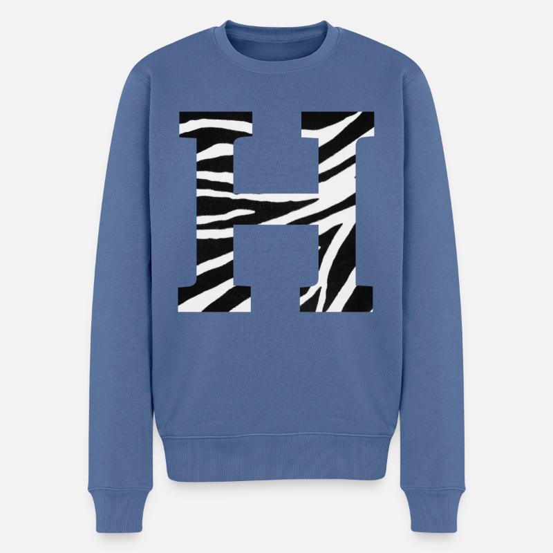 Buchstabe h Zebra - Männer Premium Bio Pullover - Taubenblau