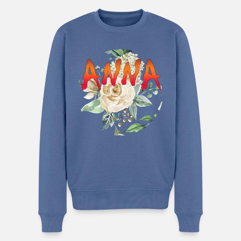 Anna - Männer Premium Bio Pullover - Taubenblau