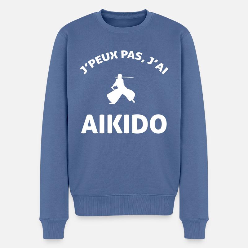 J PEUX PAS AIKIDO - Pull Premium bio Homme - bleu pigeon